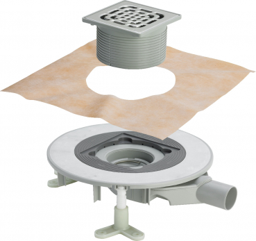 Advantix Top-Badablauf DN 50, Rost 150/150mm, Abgang waagerecht 4914.21