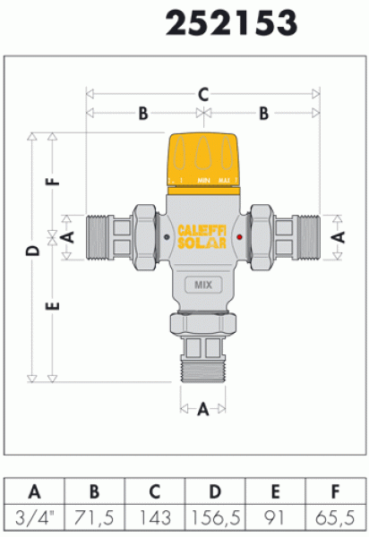 Caleffi Thermomischer für Solaranlagen 3/4" 2521